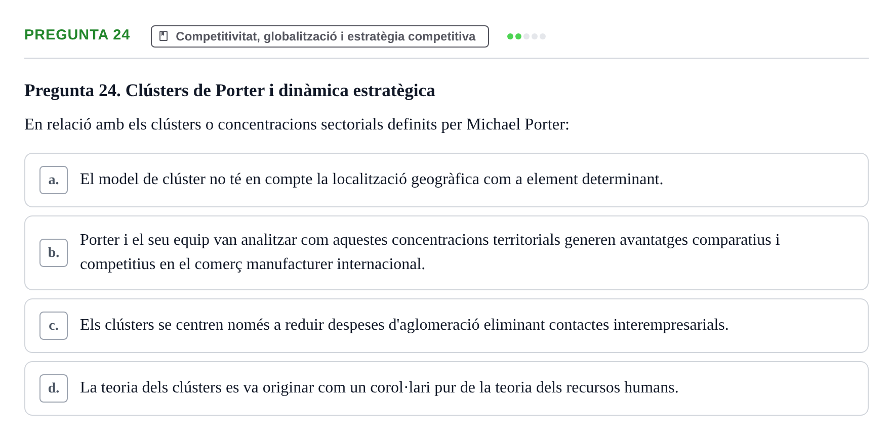 Enunciado: Pregunta 24 · Fundamentos de Gestión de Empresas UDL 2014
