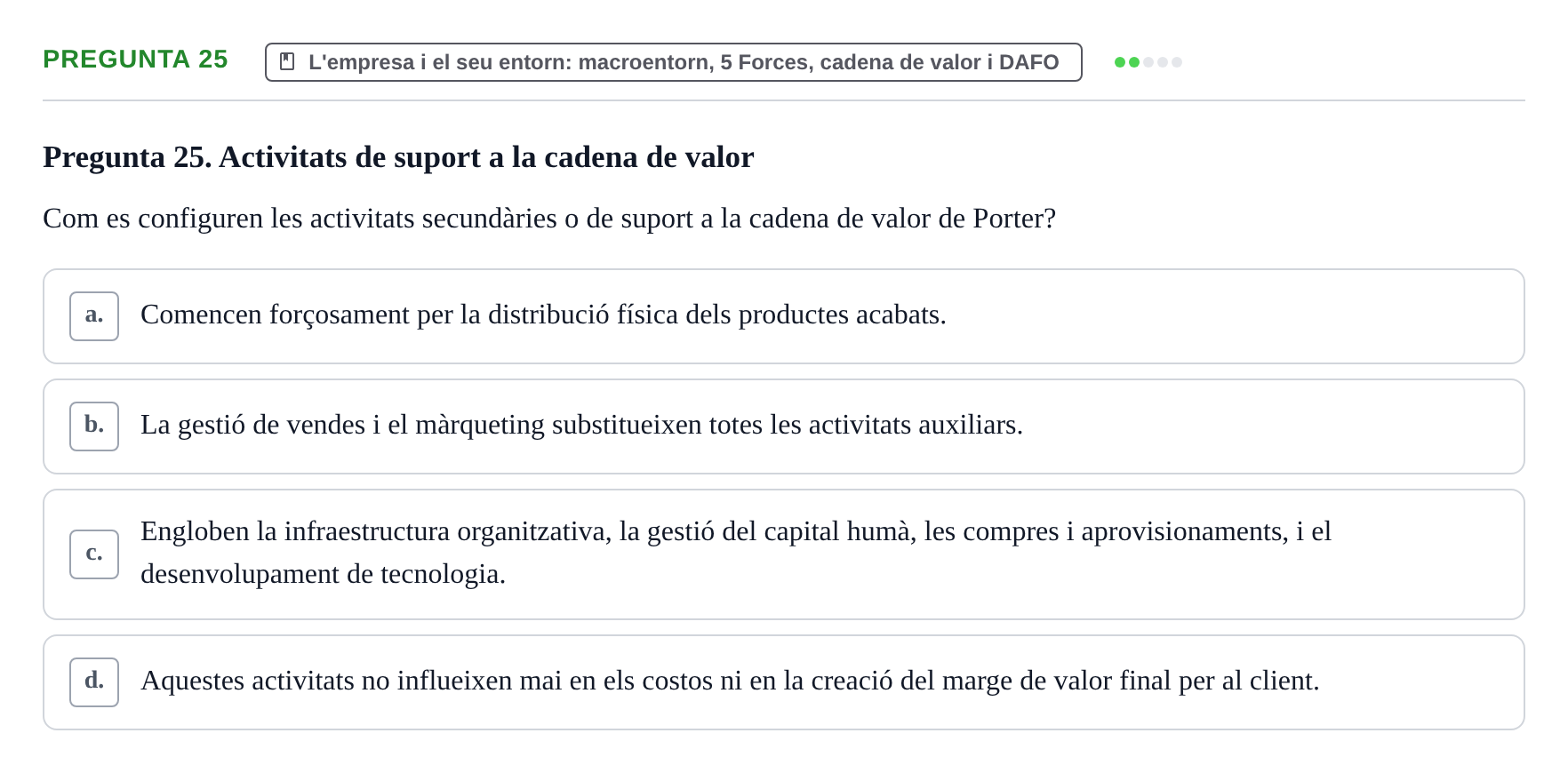 Enunciado: Pregunta 25 · Fundamentos de Gestión de Empresas UDL 2014