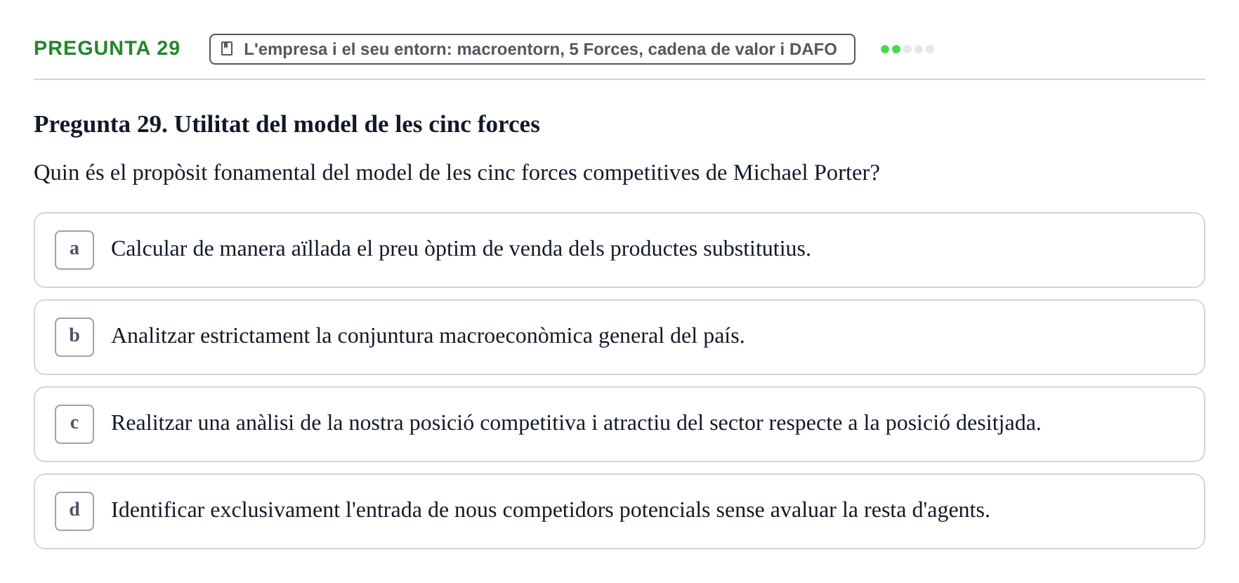 Enunciado: Pregunta 29 · Fundamentos de Gestión de Empresas UDL 2014