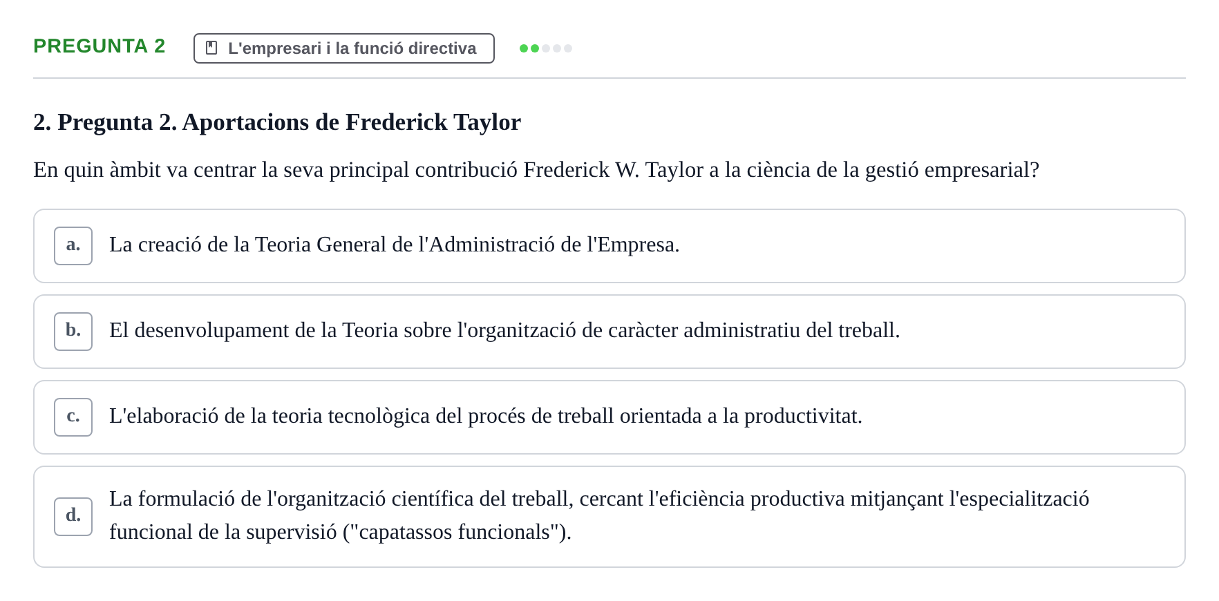 Enunciado: Pregunta 2 · Fundamentos de Gestión de Empresas UDL 2014