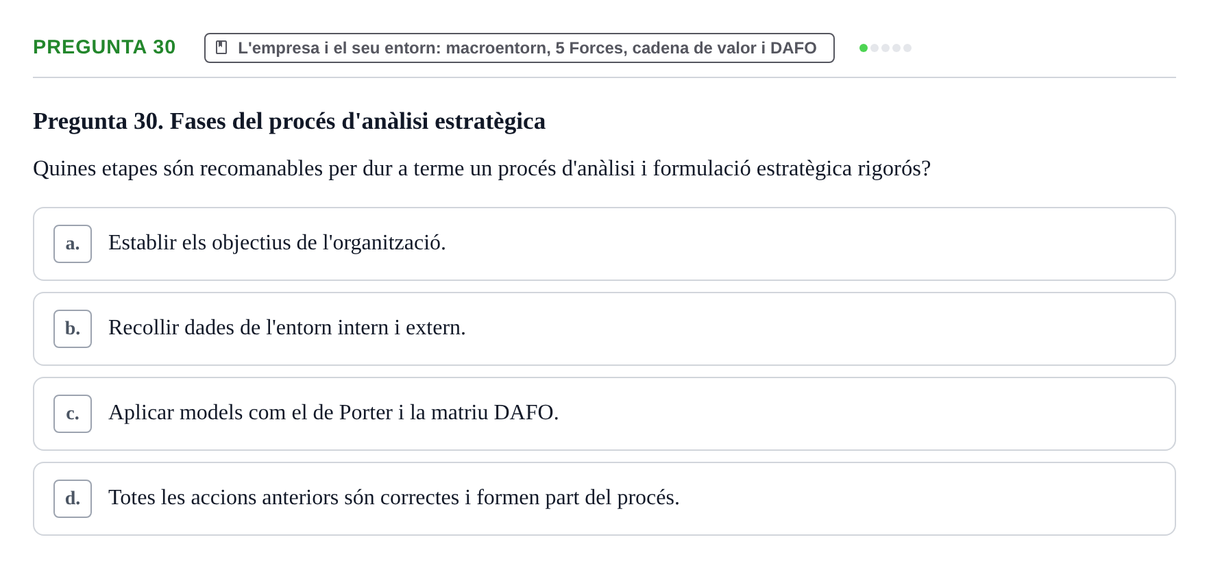Enunciado: Pregunta 30 · Fundamentos de Gestión de Empresas UDL 2014