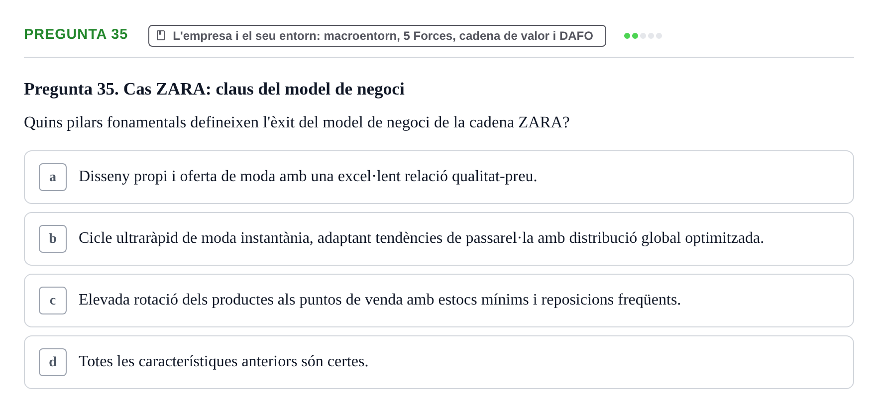 Enunciado: Pregunta 35 · Fundamentos de Gestión de Empresas UDL 2014