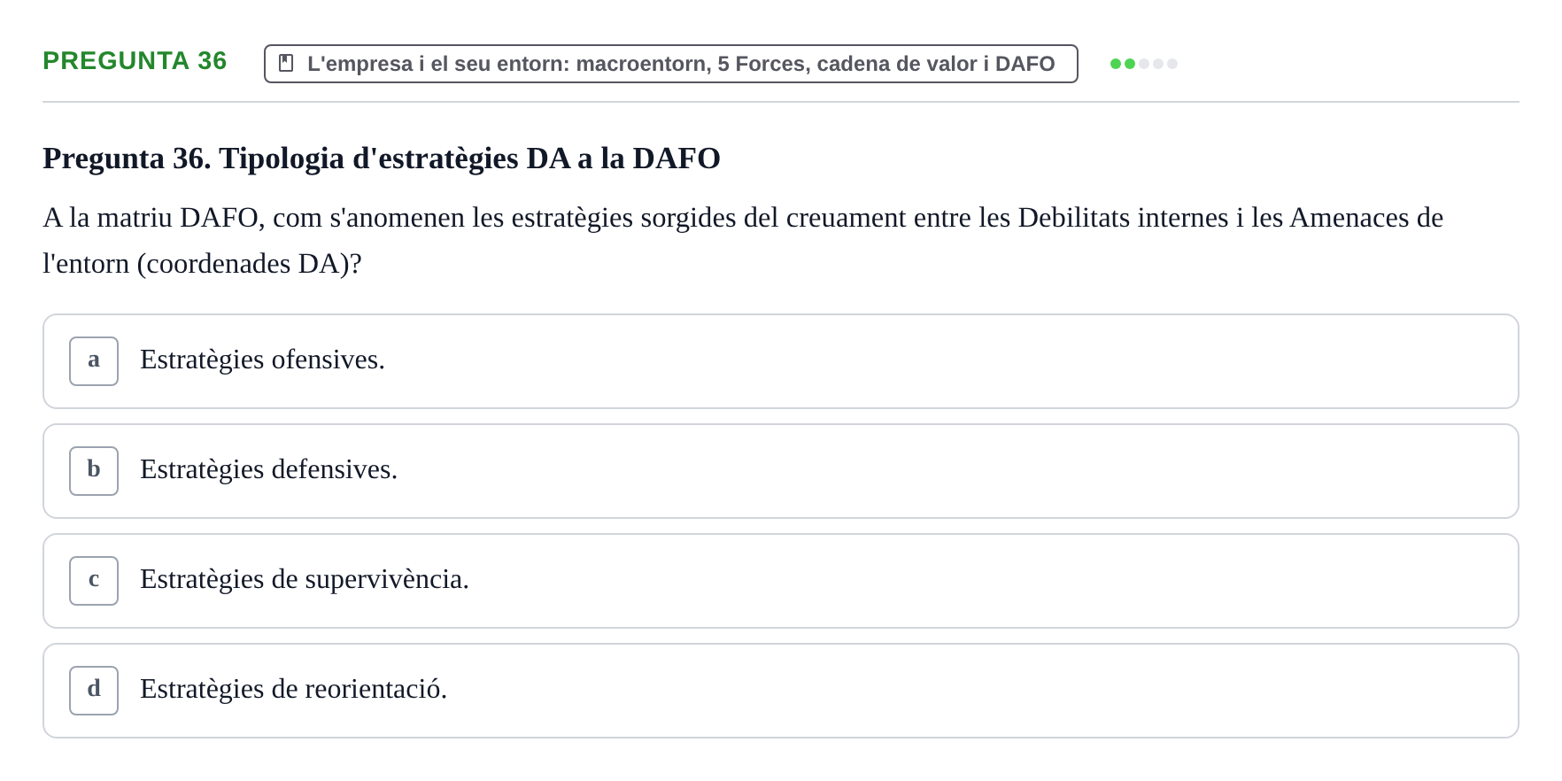 Enunciado: Pregunta 36 · Fundamentos de Gestión de Empresas UDL 2014
