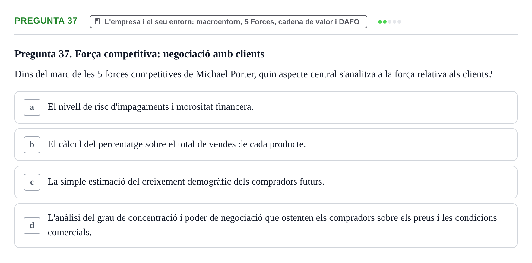 Enunciado: Pregunta 37 · Fundamentos de Gestión de Empresas UDL 2014