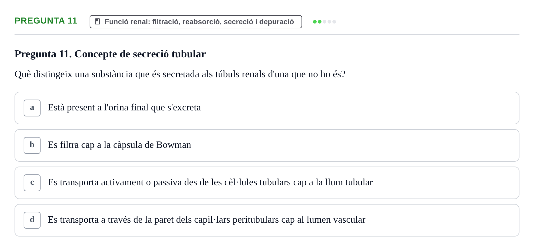 Enunciado: Pregunta 11 · Estructura i Funció del Cos Humà II UVIC 2023