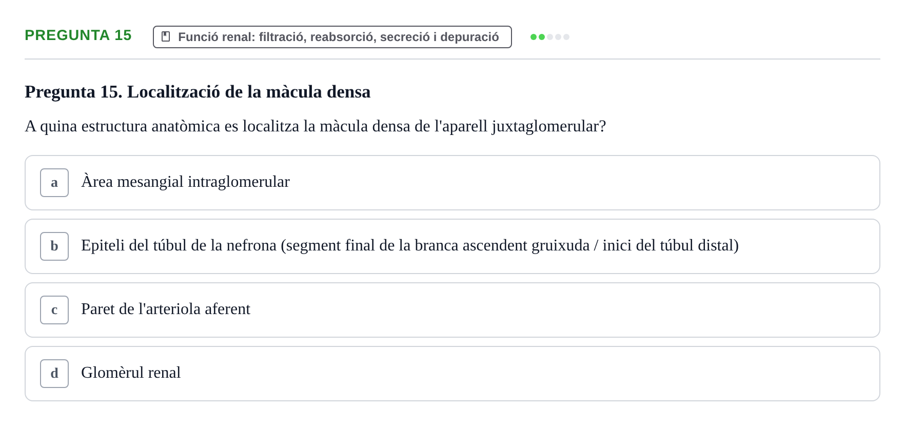 Enunciado: Pregunta 15 · Estructura i Funció del Cos Humà II UVIC 2023