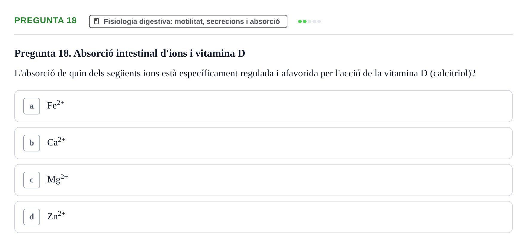 Enunciado: Pregunta 18 · Estructura i Funció del Cos Humà II UVIC 2023