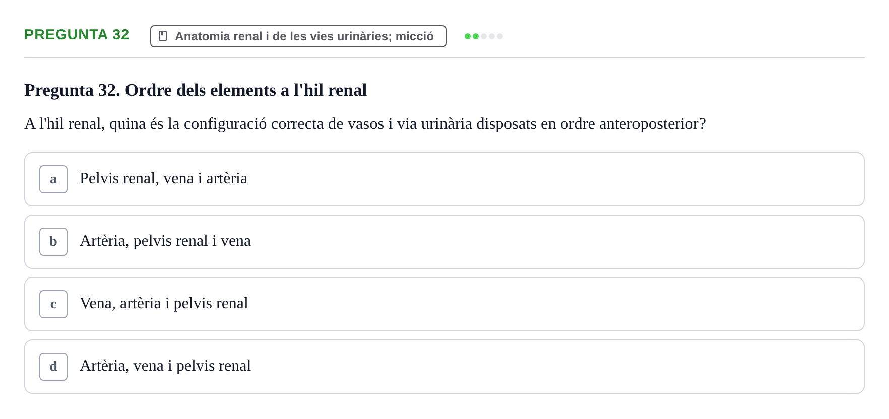 Enunciado: Pregunta 32 · Estructura i Funció del Cos Humà II UVIC 2023