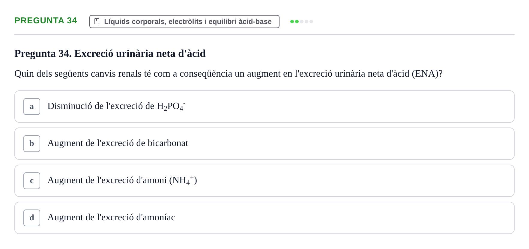 Enunciado: Pregunta 34 · Estructura i Funció del Cos Humà II UVIC 2023