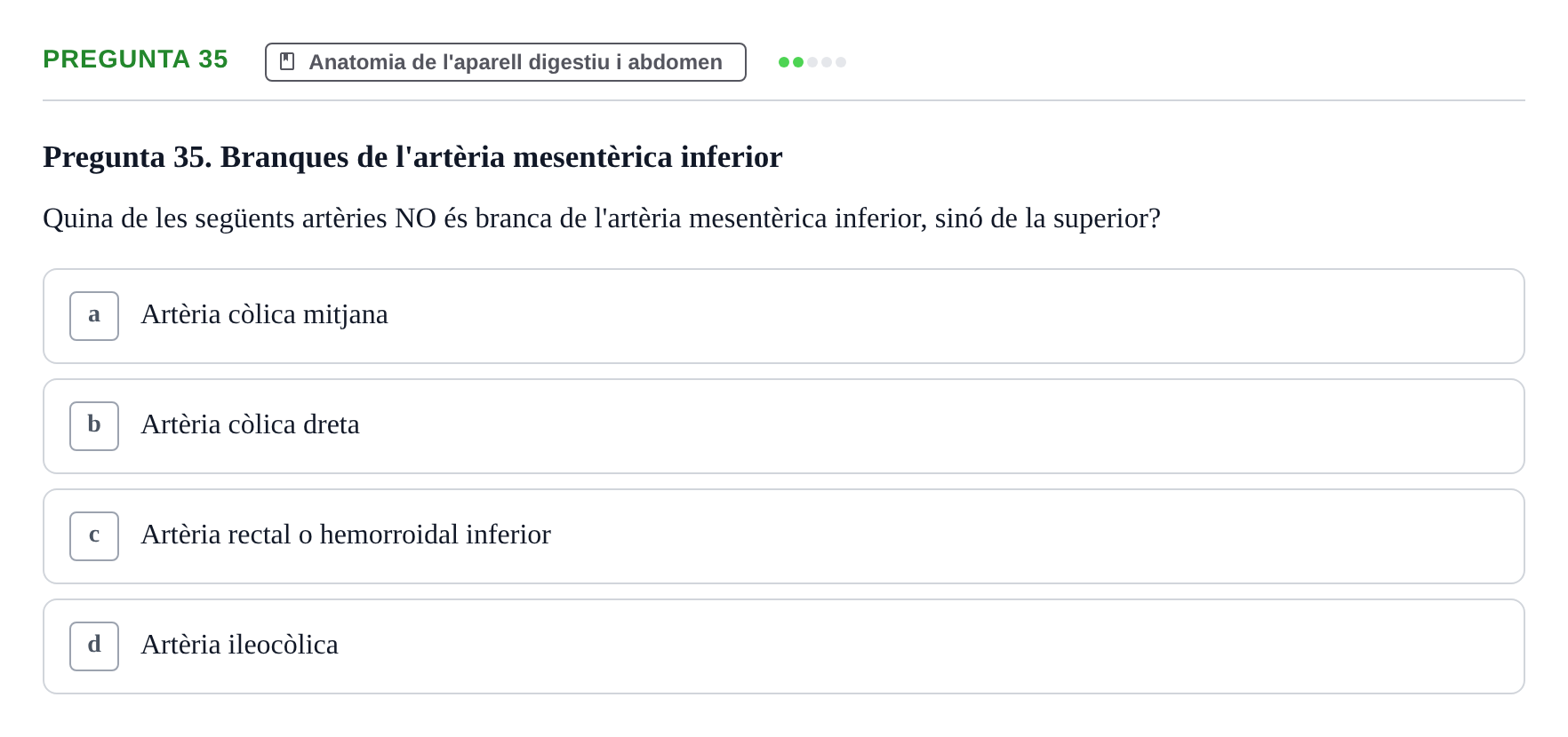 Enunciado: Pregunta 35 · Estructura i Funció del Cos Humà II UVIC 2023