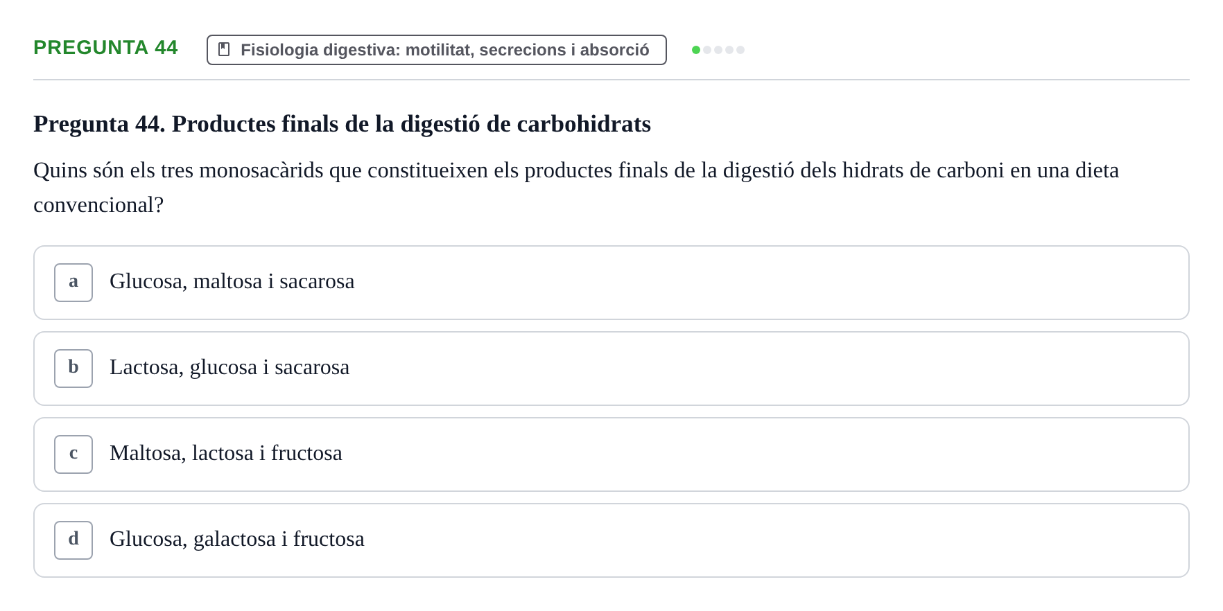 Enunciado: Pregunta 44 · Estructura i Funció del Cos Humà II UVIC 2023