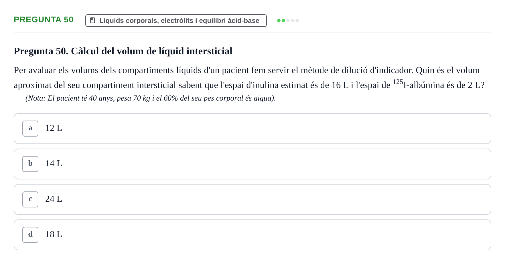 Enunciado: Pregunta 50 · Estructura i Funció del Cos Humà II UVIC 2023