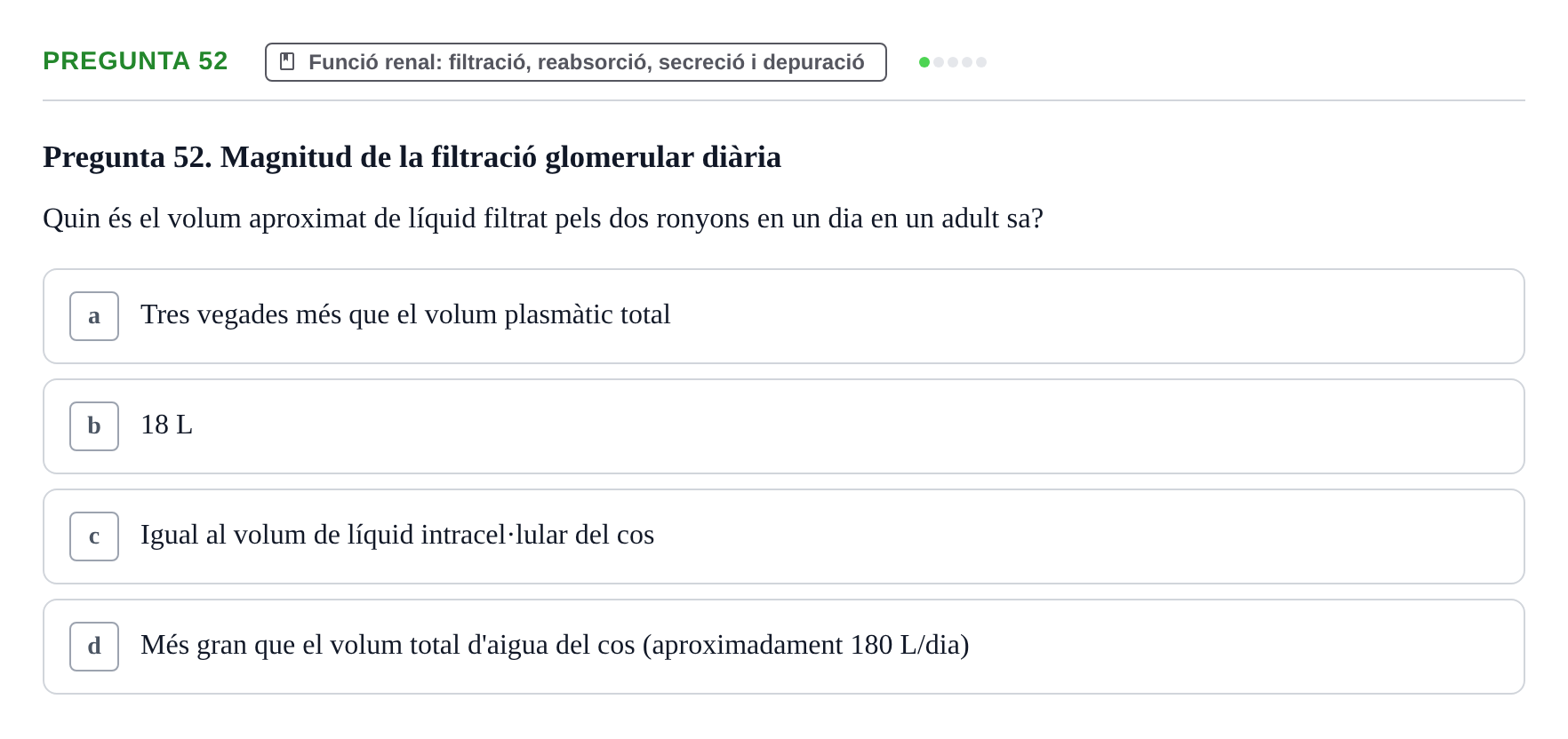 Enunciado: Pregunta 52 · Estructura i Funció del Cos Humà II UVIC 2023