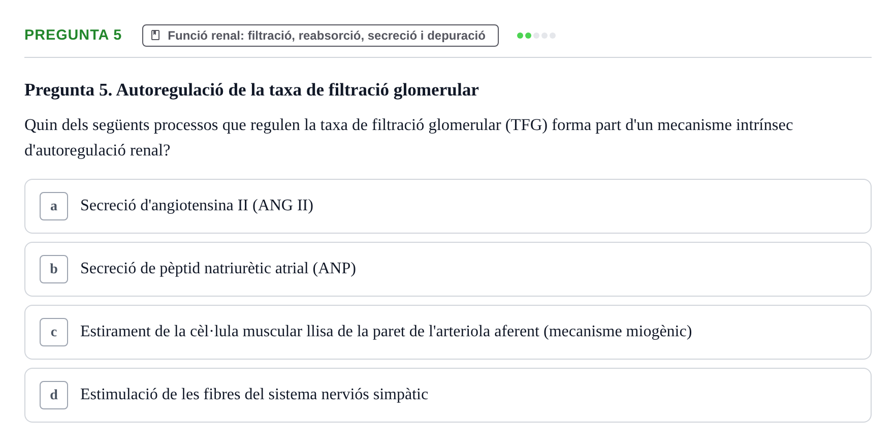 Enunciado: Pregunta 5 · Estructura i Funció del Cos Humà II UVIC 2023