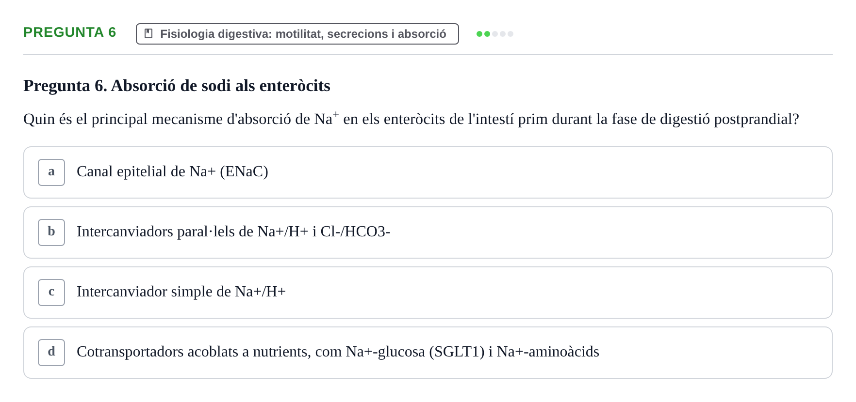Enunciado: Pregunta 6 · Estructura i Funció del Cos Humà II UVIC 2023
