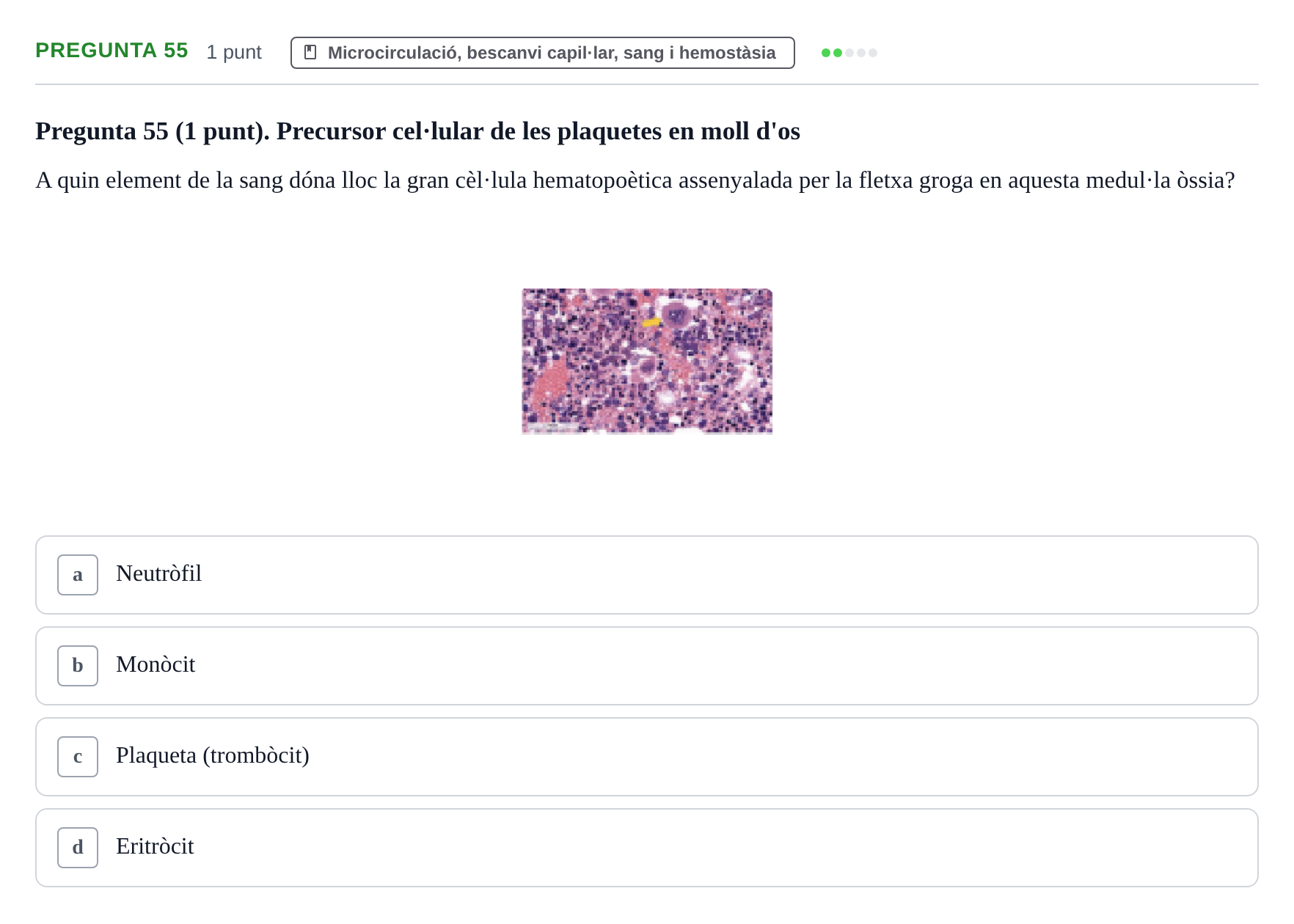 Enunciado: Pregunta 55 · Estructura i Funció del Cos Humà II UVIC Examen de síntesi: Estructura i Funció del Cos Humà II