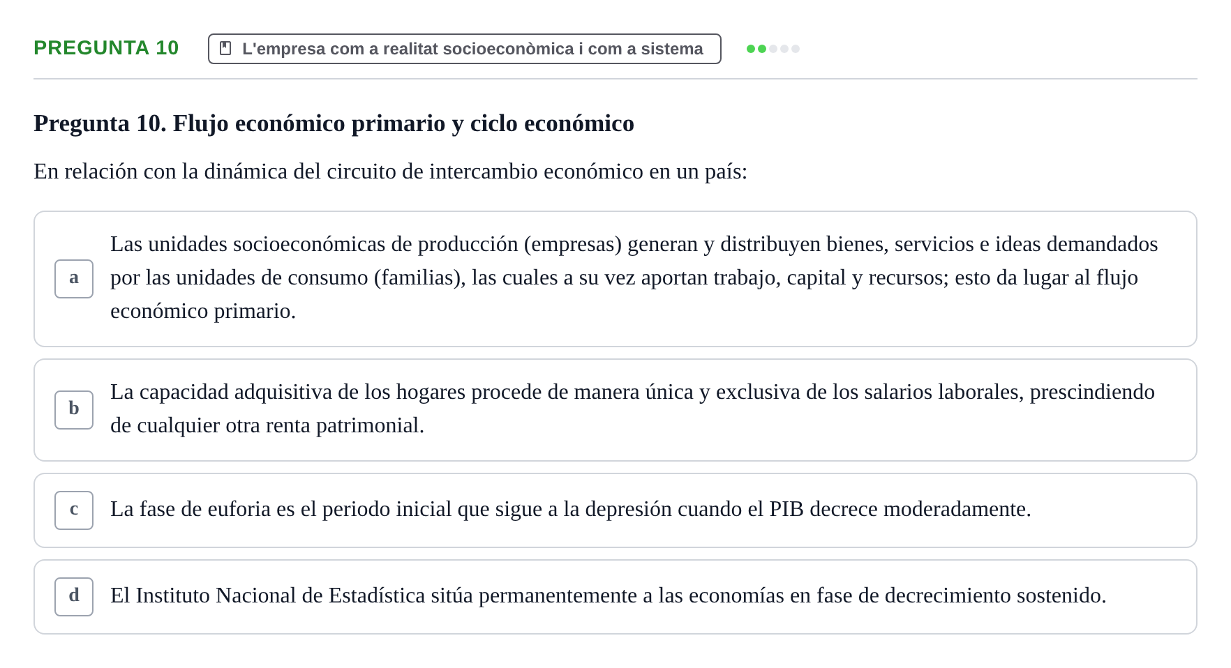 Enunciado: Pregunta 10 · Fundamentos de Gestión de Empresas UDL Examen Primer Parcial (Temas 1 al 6)