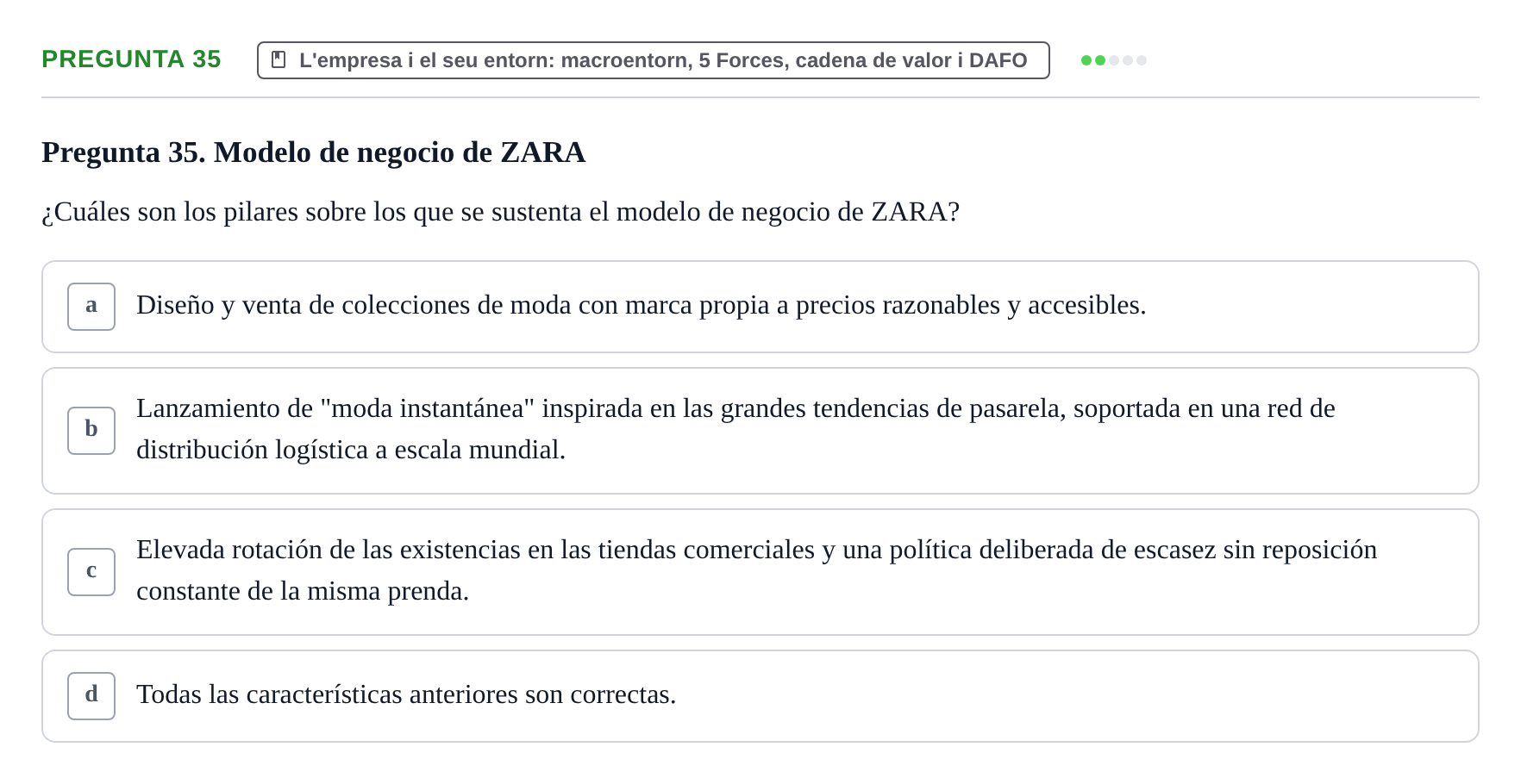 Enunciado: Pregunta 35 · Fundamentos de Gestión de Empresas UDL Examen Primer Parcial (Temas 1 al 6)