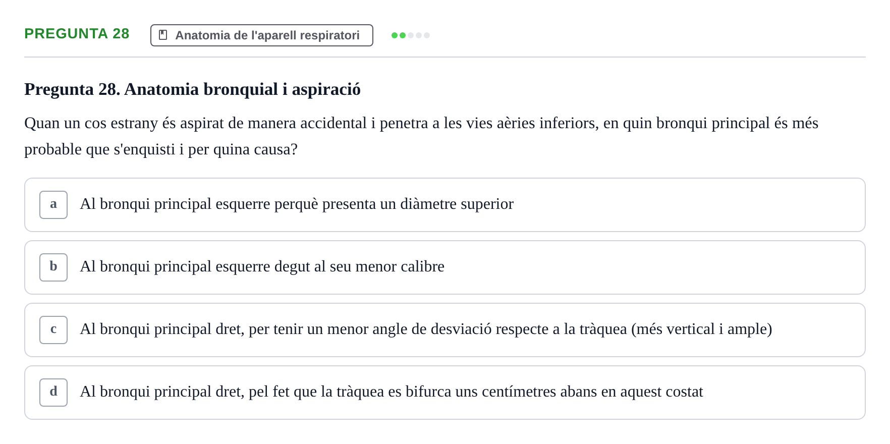 Enunciado: Pregunta 28 · Estructura i Funció del Cos Humà II UVIC 2021