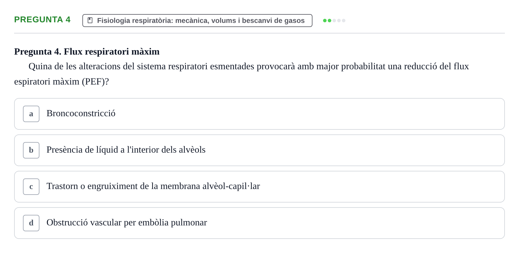 Enunciado: Pregunta 4 · Estructura i Funció del Cos Humà II UVIC 2021