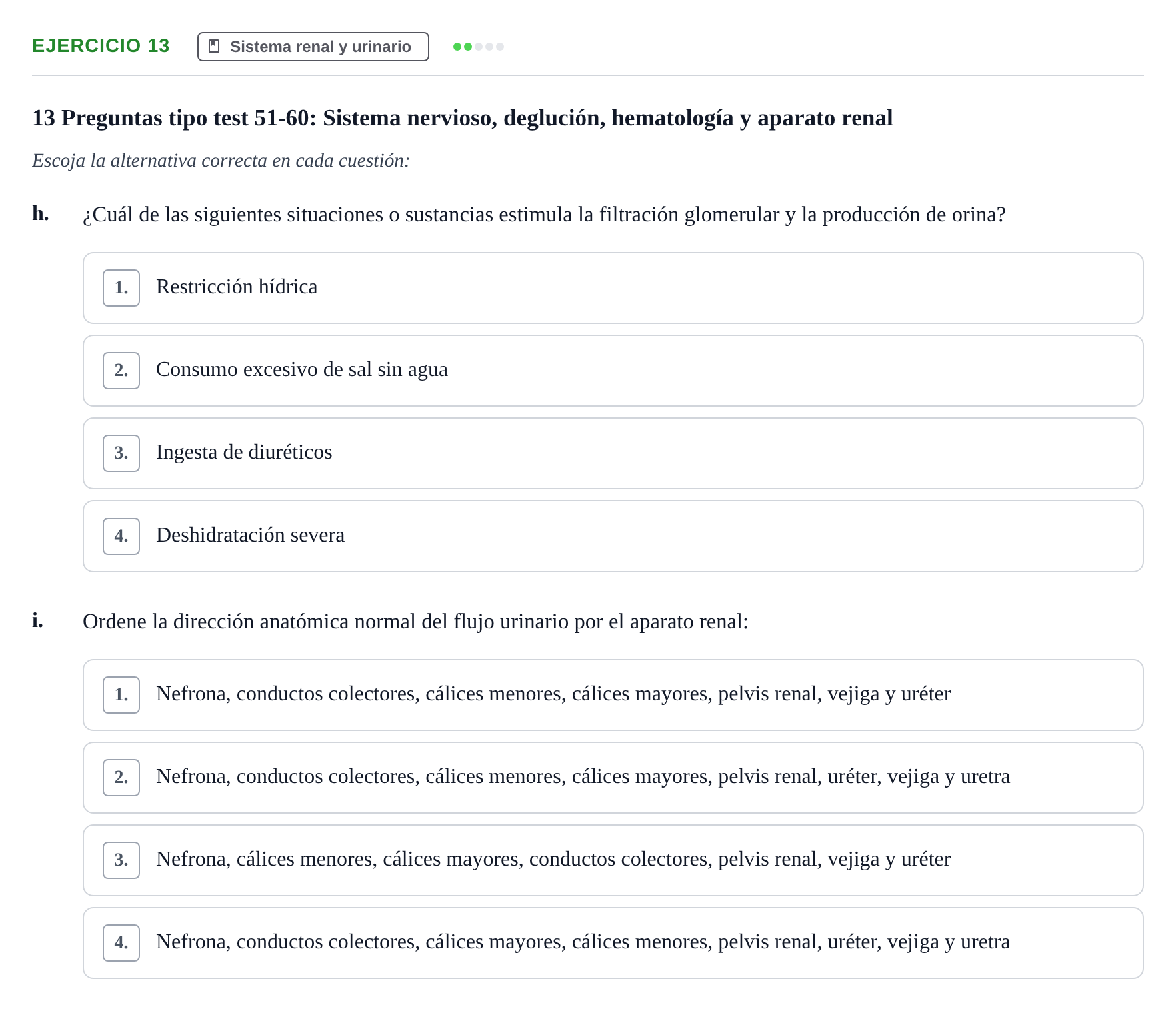Enunciado: Ejercicio 13 - Sistema renal · BASES BIOLÒGIQUES PER L'ATENCIO A LA PERSONA: ANATOMIA UDL 2023