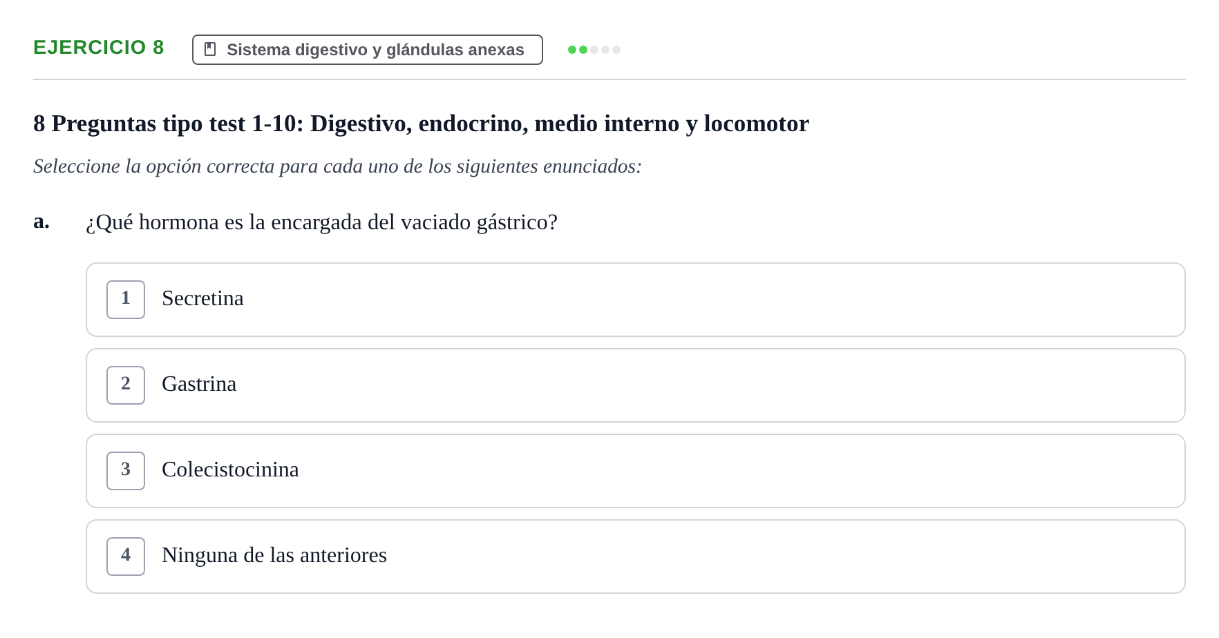 Enunciado: Ejercicio 8 - Sistema digestivo · BASES BIOLÒGIQUES PER L'ATENCIO A LA PERSONA: ANATOMIA UDL 2023