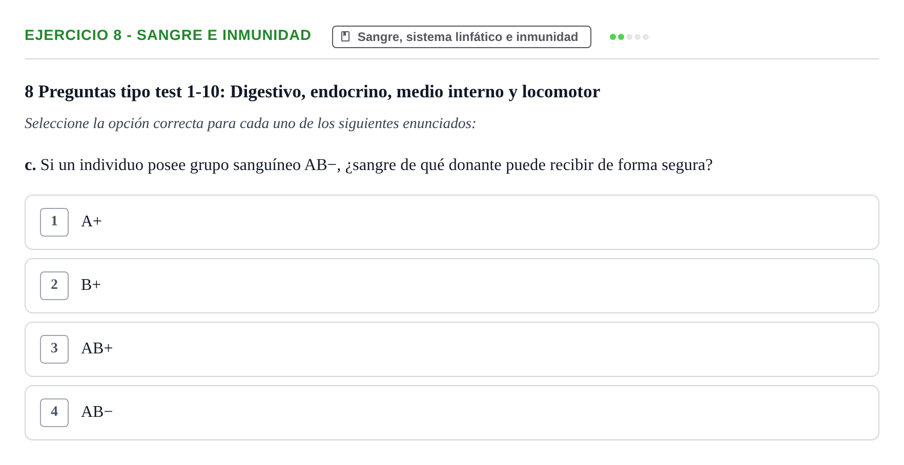 Enunciado: Ejercicio 8 - Sangre e inmunidad · BASES BIOLÒGIQUES PER L'ATENCIO A LA PERSONA: ANATOMIA UDL 2023