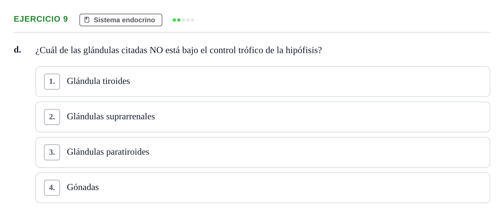 Enunciado: Ejercicio 9 - Sistema endocrino · BASES BIOLÒGIQUES PER L'ATENCIO A LA PERSONA: ANATOMIA UDL 2023