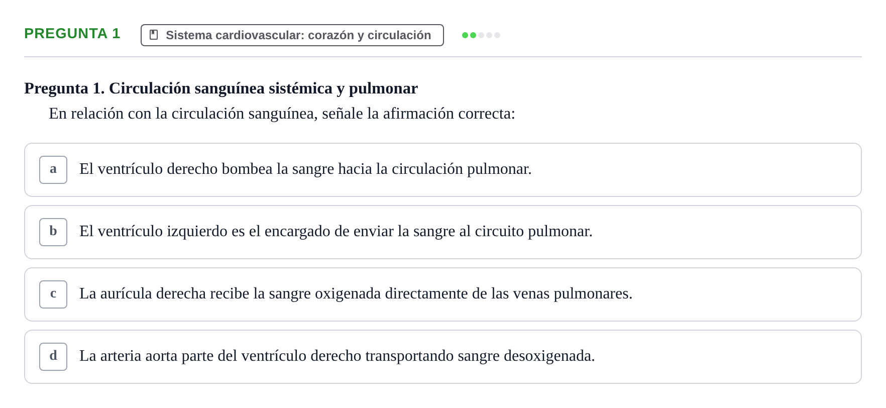 Enunciado: Pregunta 1 · BASES BIOLÒGIQUES PER L'ATENCIO A LA PERSONA: ANATOMIA UDL 2023