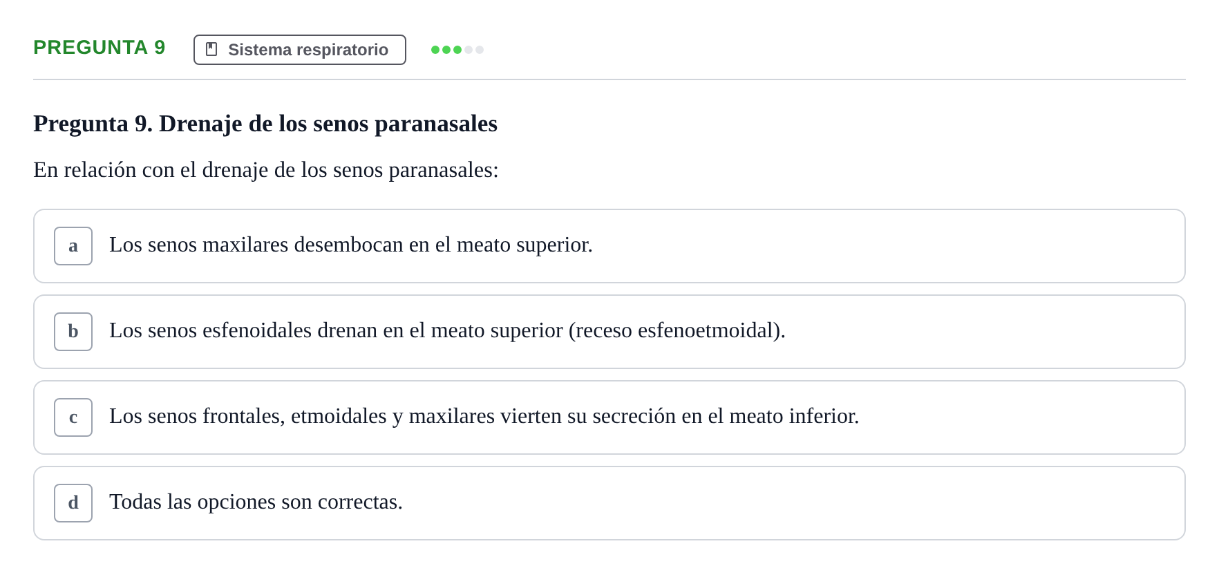 Enunciado: Pregunta 9 · BASES BIOLÒGIQUES PER L'ATENCIO A LA PERSONA: ANATOMIA UDL 2023