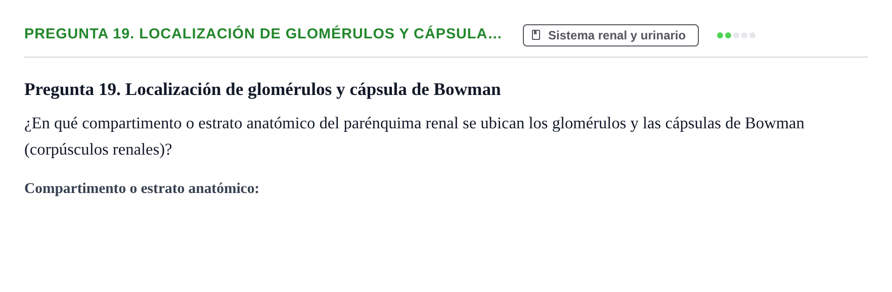 Enunciado: Pregunta 19. Localización de glomérulos y cápsula… · BASES BIOLÒGIQUES PER L'ATENCIO A LA PERSONA: ANATOMIA UDL Examen de recuperación. Anatomía (Primer Semestre)