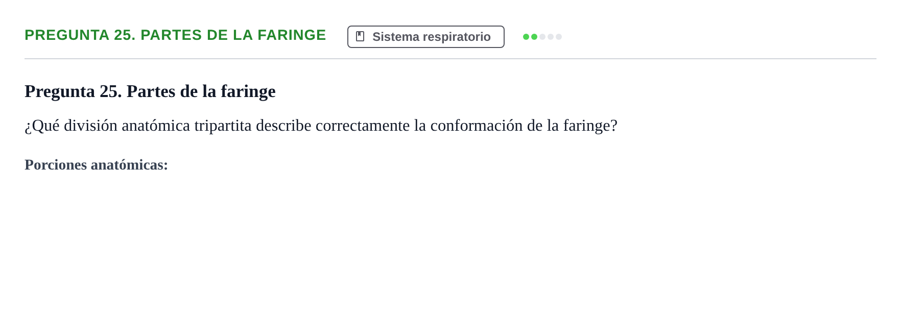 Enunciado: Pregunta 25. Partes de la faringe · BASES BIOLÒGIQUES PER L'ATENCIO A LA PERSONA: ANATOMIA UDL Examen de recuperación. Anatomía (Primer Semestre)