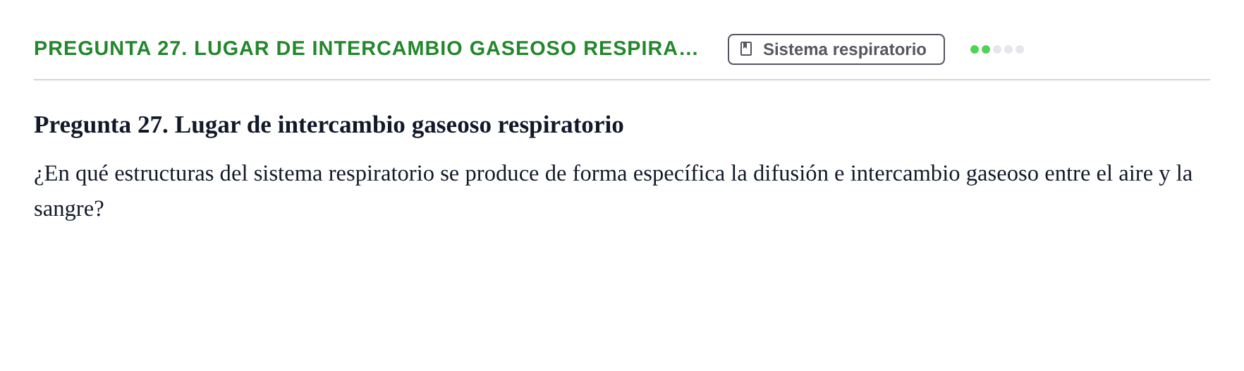 Enunciado: Pregunta 27. Lugar de intercambio gaseoso respira… · BASES BIOLÒGIQUES PER L'ATENCIO A LA PERSONA: ANATOMIA UDL Examen de recuperación. Anatomía (Primer Semestre)
