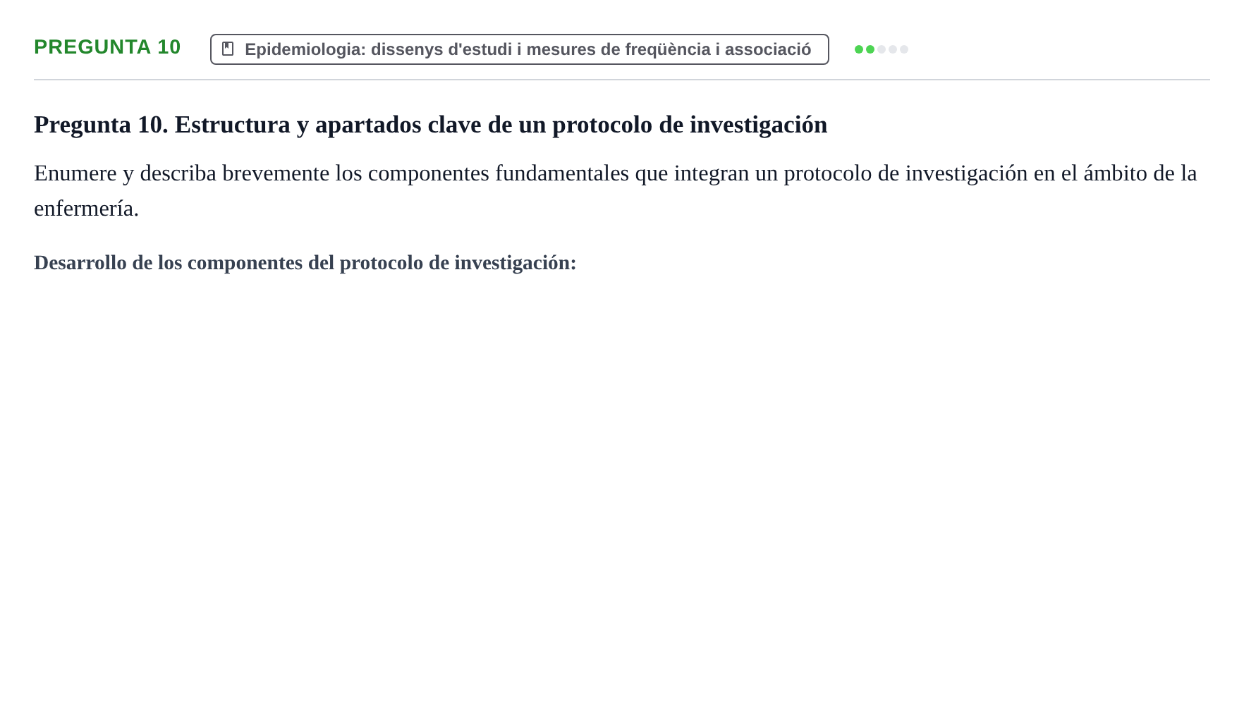 Enunciado: Pregunta 10 · BASES CIENTÍFIQUES I BIOESTADÍSTICA APLICADA A LES CIÈNCIES DE LA SALUT UDL Examen de Estadística Aplicada en Enfermería