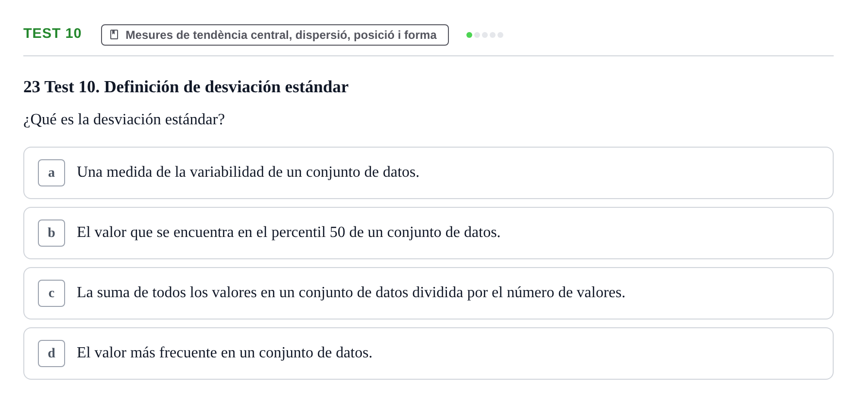 Enunciado: Ejercicio Test 10 · BASES CIENTÍFIQUES I BIOESTADÍSTICA APLICADA A LES CIÈNCIES DE LA SALUT UDL Examen de Estadística Aplicada en Enfermería