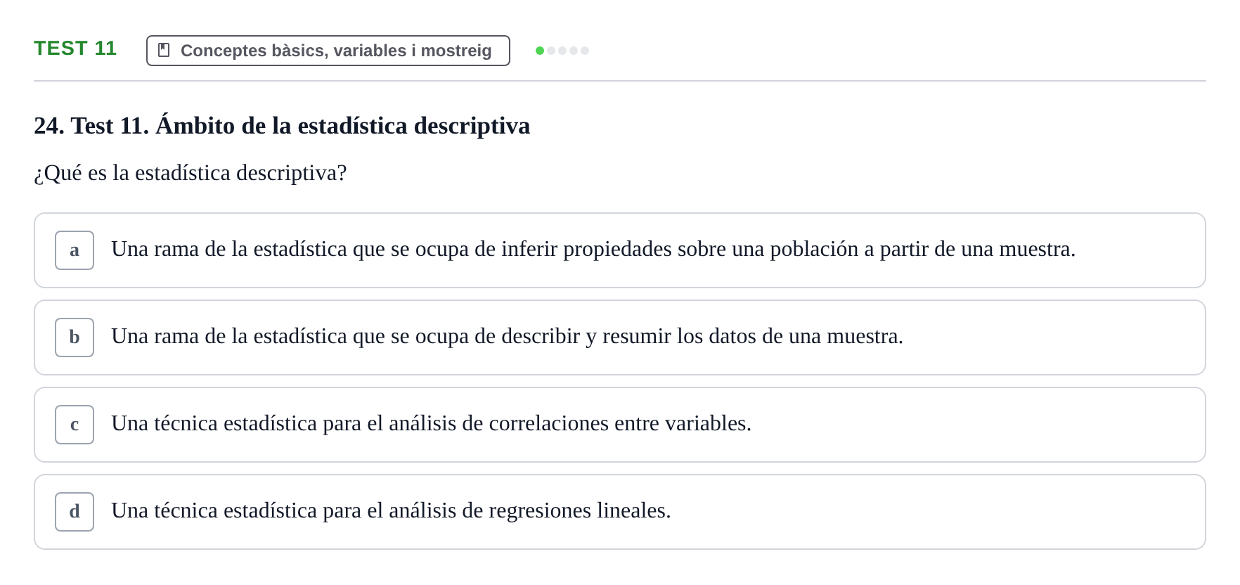 Enunciado: Ejercicio Test 11 · BASES CIENTÍFIQUES I BIOESTADÍSTICA APLICADA A LES CIÈNCIES DE LA SALUT UDL Examen de Estadística Aplicada en Enfermería