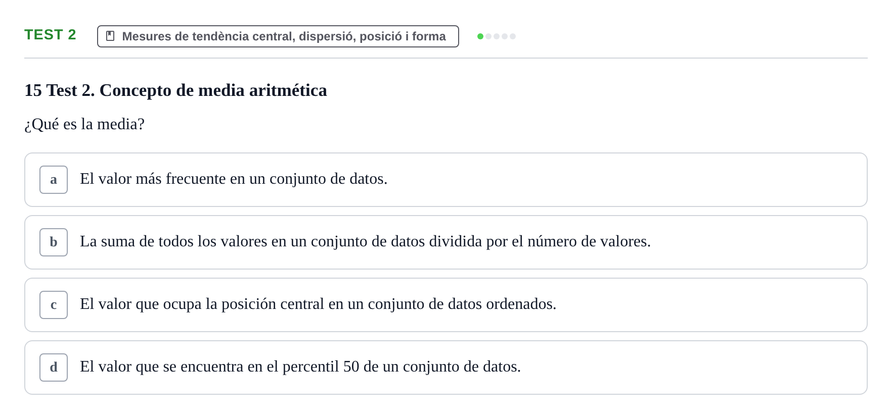 Enunciado: Ejercicio Test 2 · BASES CIENTÍFIQUES I BIOESTADÍSTICA APLICADA A LES CIÈNCIES DE LA SALUT UDL Examen de Estadística Aplicada en Enfermería