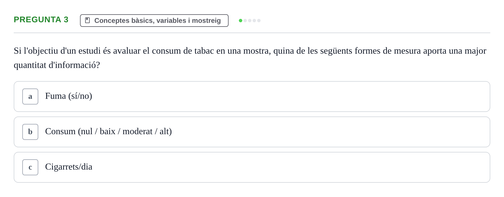 Enunciado: Pregunta 3 · BASES CIENTÍFIQUES I BIOESTADÍSTICA APLICADA A LES CIÈNCIES DE LA SALUT UDL 2013