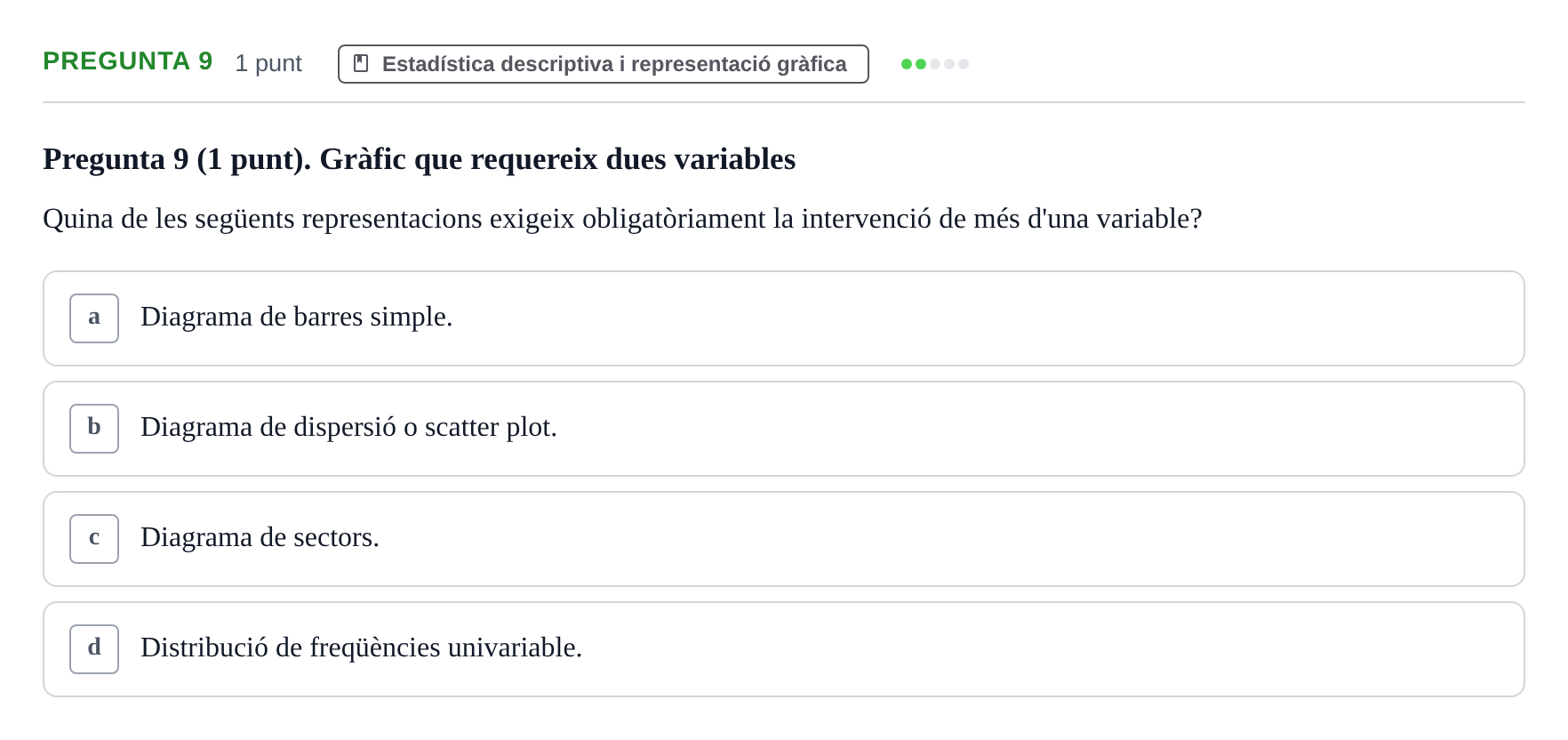 Enunciado: Pregunta 9 · Habilitats d'Investigació Clínica i de Lectura Crítica UVIC Examen de Recuperació: Habilitats d'Investigació Clínica i de Lectura Crítica
