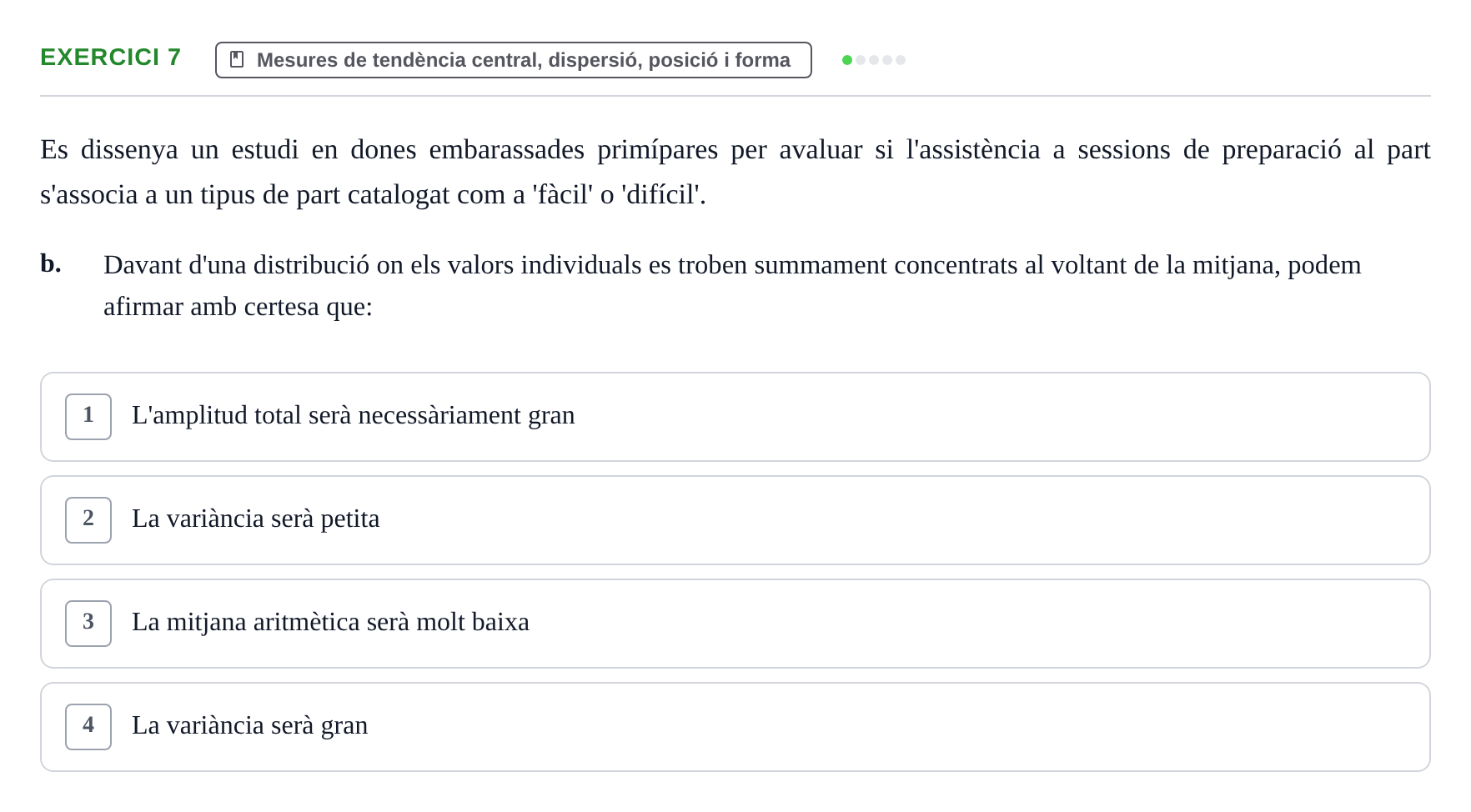 Enunciado: Ejercicio 7 - Mesures de tendència central, dispersió, posi… · BASES CIENTÍFIQUES I BIOESTADÍSTICA APLICADA A LES CIÈNCIES DE LA SALUT UDL Recull d'Exàmens de Bioestadística i Epidemiologia Aplicada
