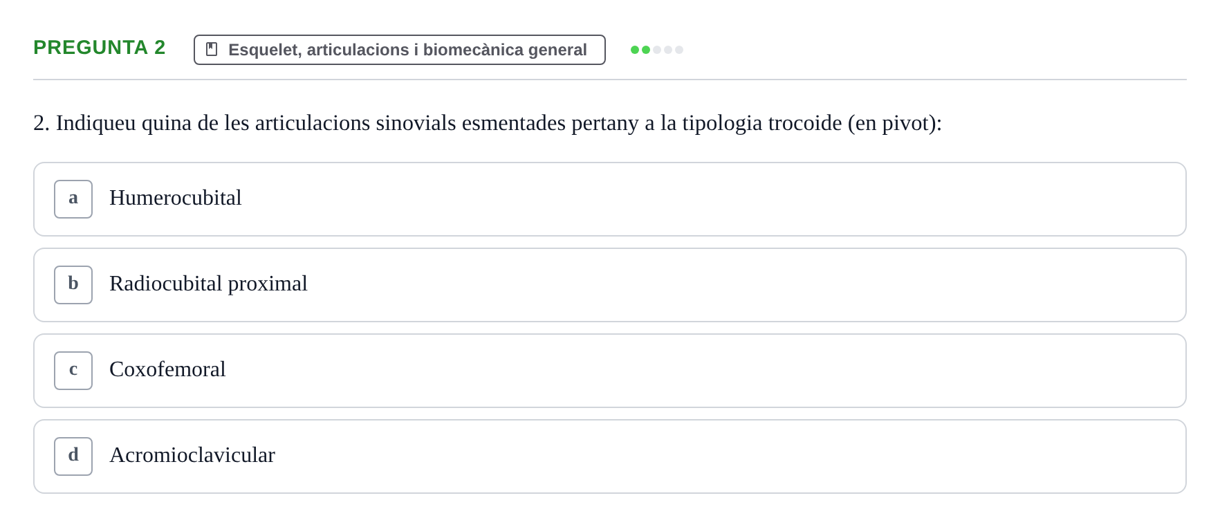 Enunciado: Pregunta 2 · Estructura i Funció del Cos Humà I UVIC 2021