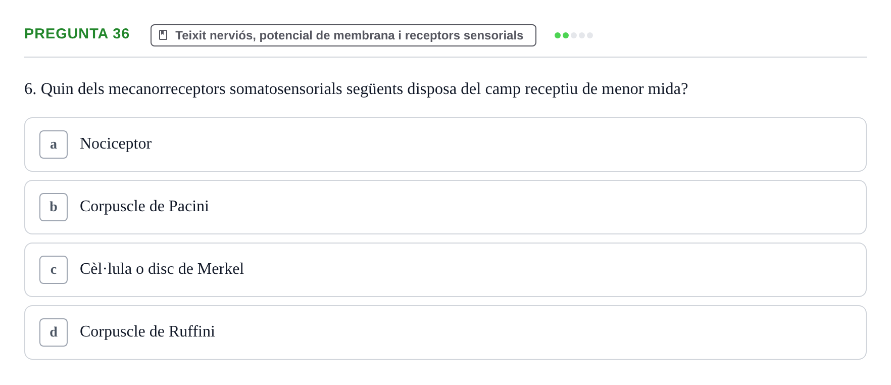 Enunciado: Pregunta 36 · Estructura i Funció del Cos Humà I UVIC 2021