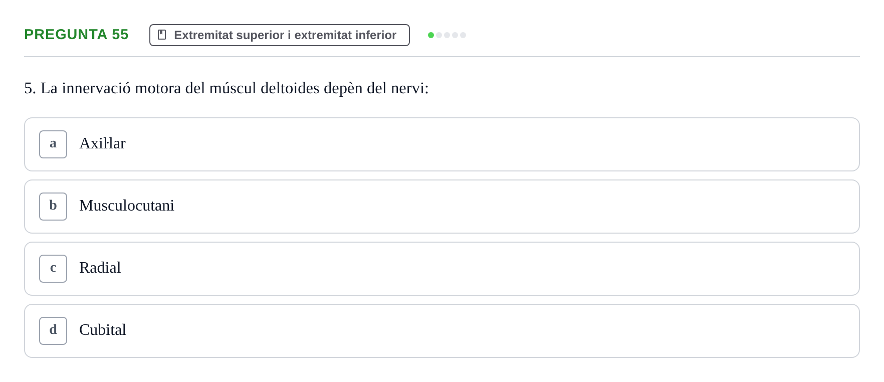 Enunciado: Pregunta 55 · Estructura i Funció del Cos Humà I UVIC 2021