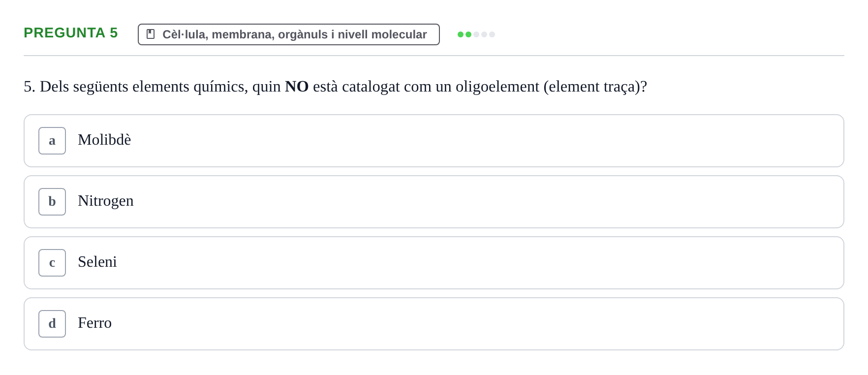 Enunciado: Pregunta 5 · Estructura i Funció del Cos Humà I UVIC 2021