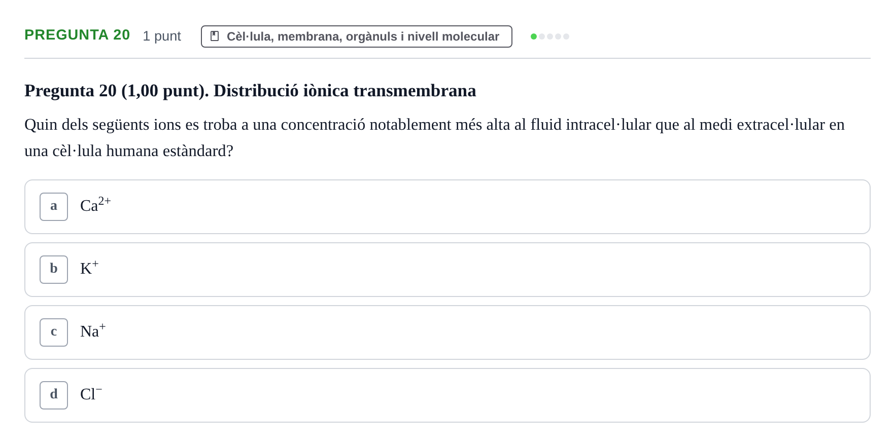 Enunciado: Pregunta 20 · Estructura i Funció del Cos Humà I UVIC 2024