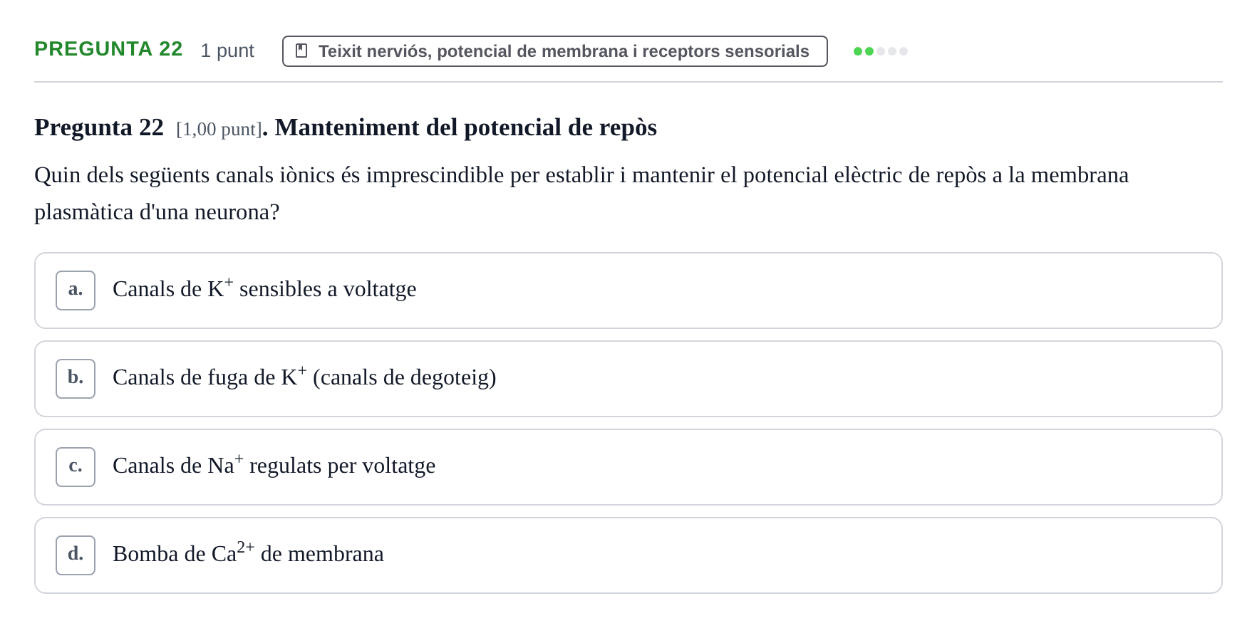 Enunciado: Pregunta 22 · Estructura i Funció del Cos Humà I UVIC 2024