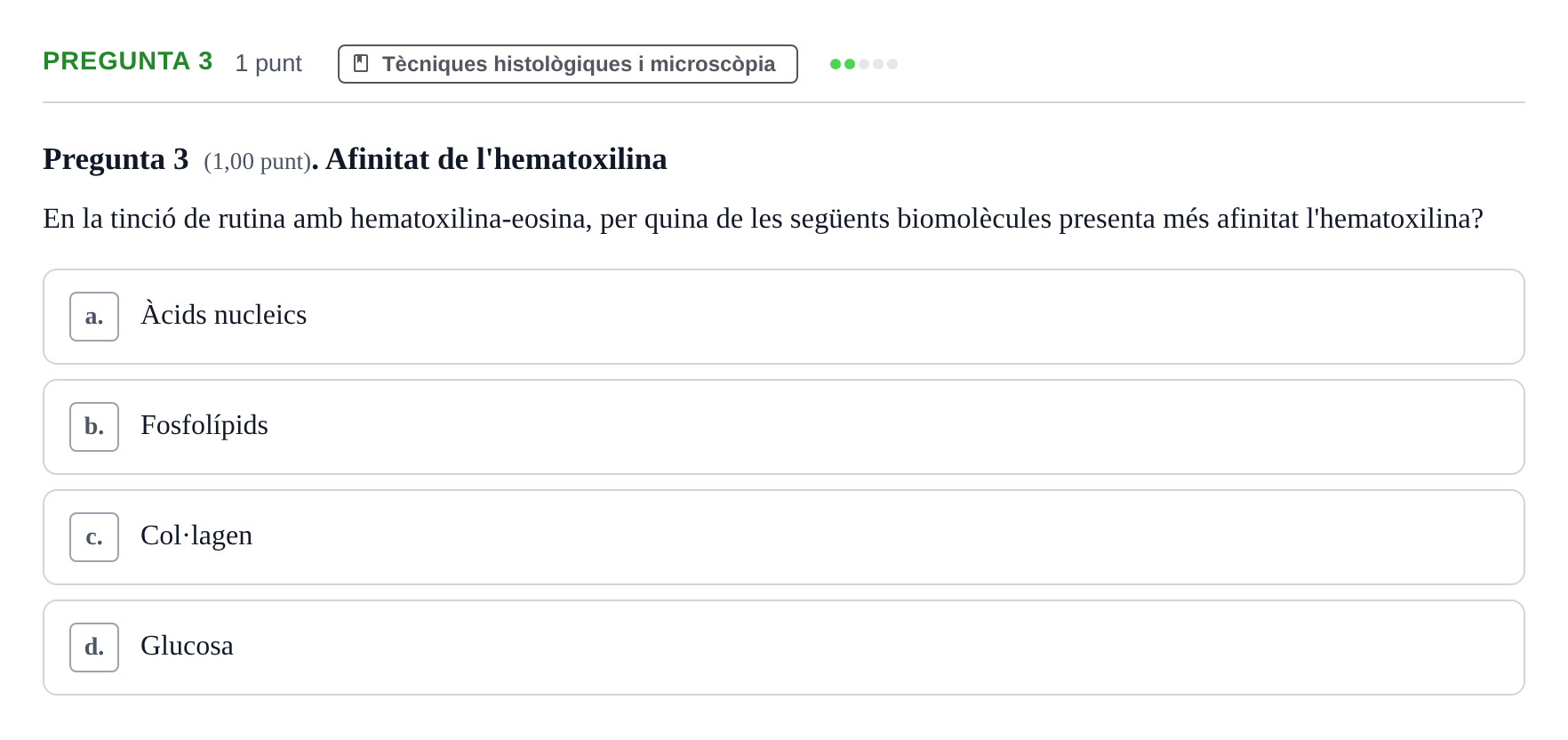 Enunciado: Pregunta 3 · Estructura i Funció del Cos Humà I UVIC 2024