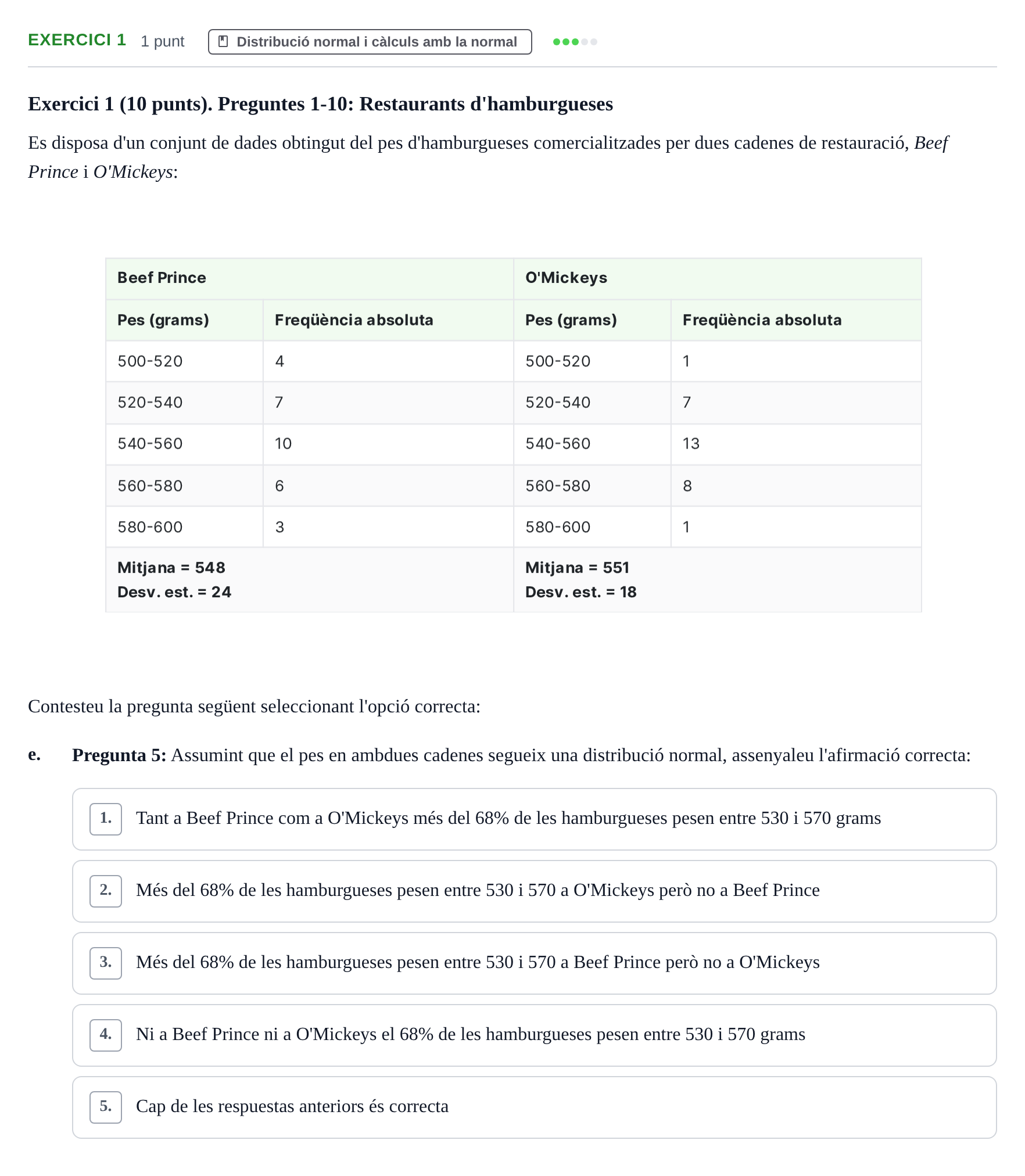 Enunciado: Exercici 1 - Distribució normal · Anàlisi de Dades UPF 2015