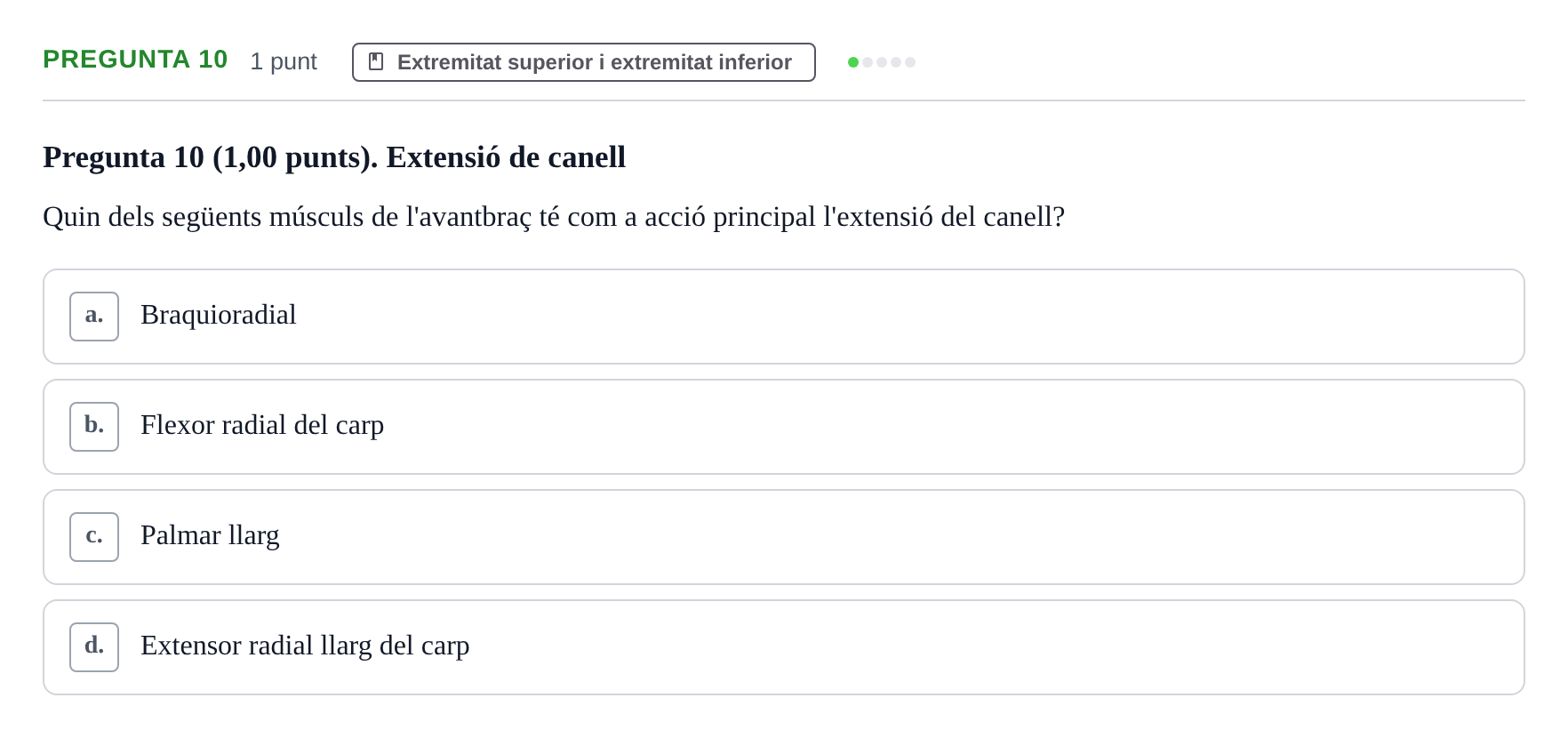 Enunciado: Pregunta 10 · Estructura i Funció del Cos Humà I UVIC 2023