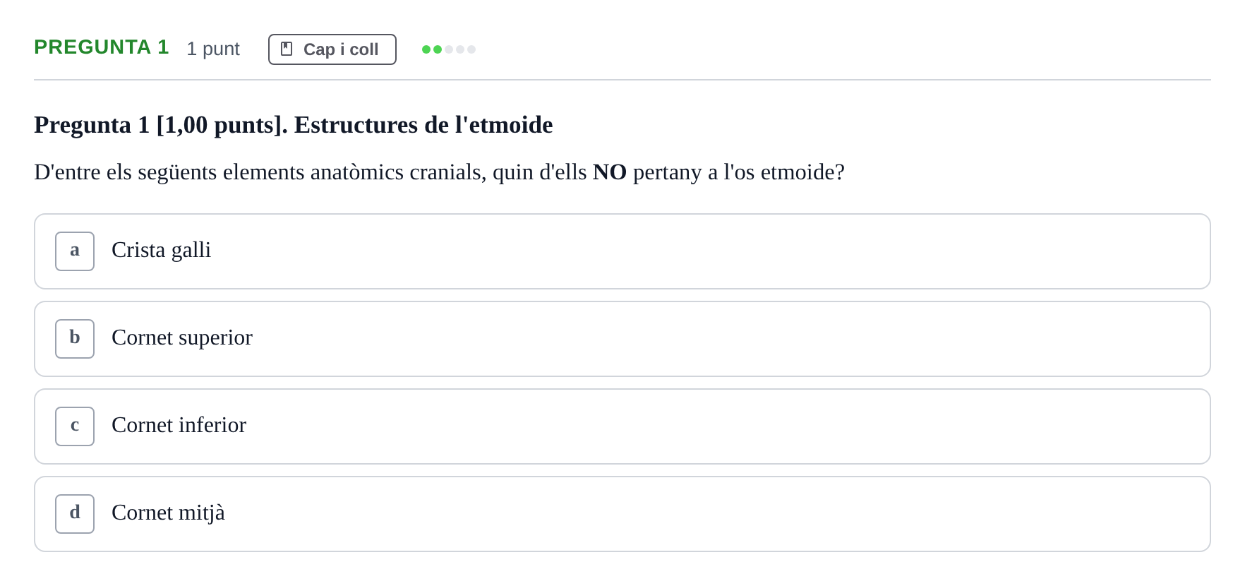 Enunciado: Pregunta 1 · Estructura i Funció del Cos Humà I UVIC 2023